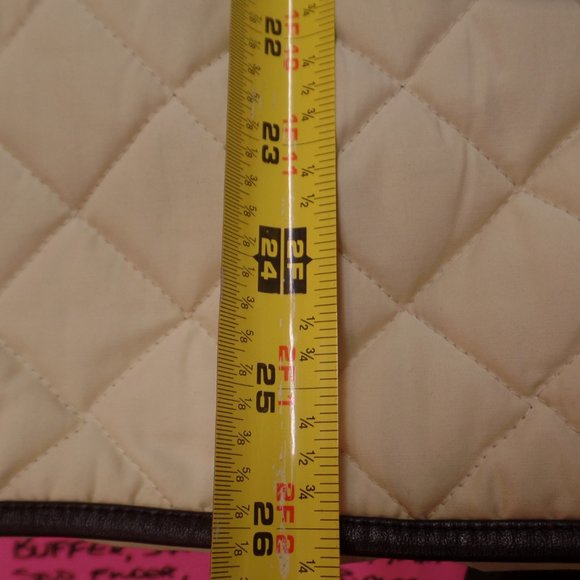 Coach Women's Bone Colored Quilted Puffer Jacket W Brown Leather Trim Snap Up S - Picture 10 of 10